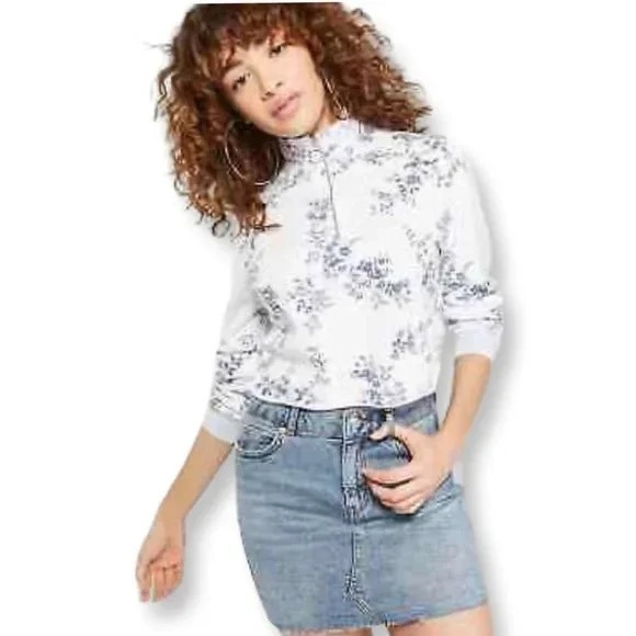 wild fable Women’s Vintage High Waist Distressed Denim Mini Skirt Raw Hem NEW - Picture 4 of 5